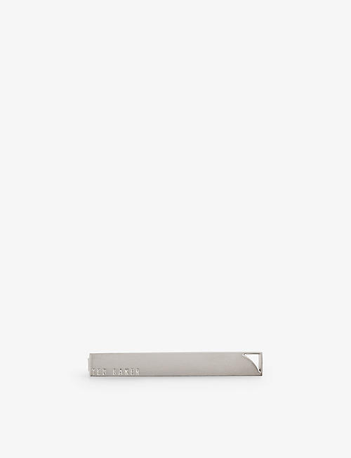 TED BAKER: Curvi brand-engraved brushed-metal tie bar
