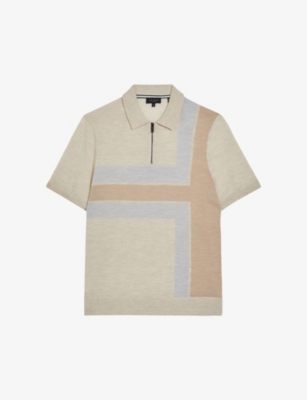 TED BAKER: Ambler colour-block wool polo shirt