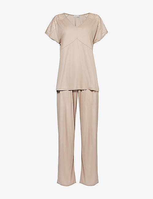 HANRO: Josephine relaxed-fit woven pyjama set