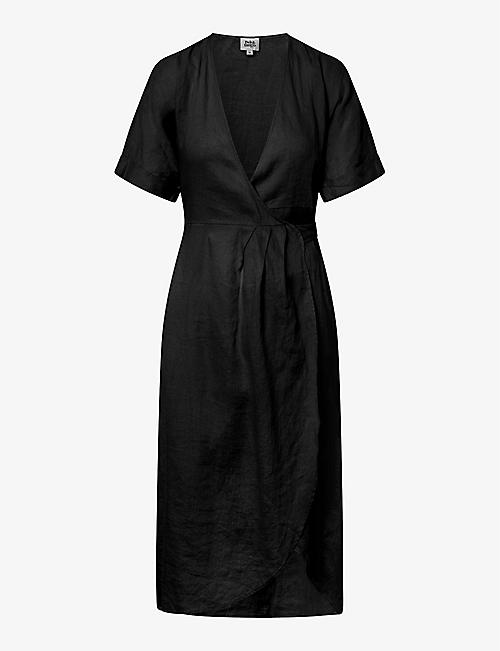 TWIST & TANGO: Mya wrap-front short-sleeve linen midi dress