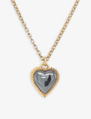LA MAISON COUTURE: Ana Verdun&nbsp;Lulu Heart 22ct yellow-gold vermeil plated oxidised sterling-silver pendant necklace