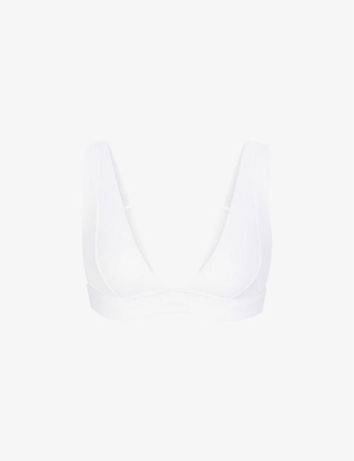 SKIMS: Signature Swim plunge stretch recycled-nylon bikini top