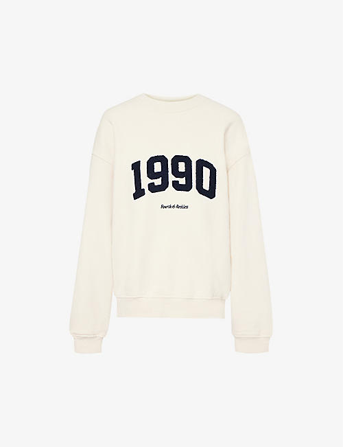 4TH & RECKLESS: 1990 flocked-applique cotton-jersey sweatshirt