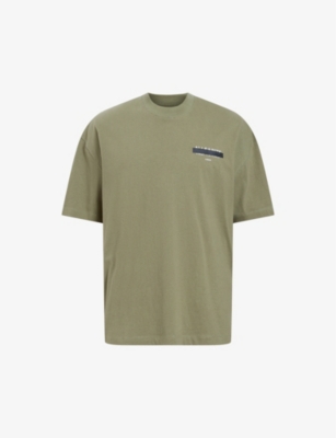 ALLSAINTS: Redact embroidered-box organic-cotton T-shirt