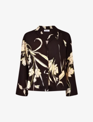 RO&ZO: Climbing-floral oversized recycled polyester-blend blouse