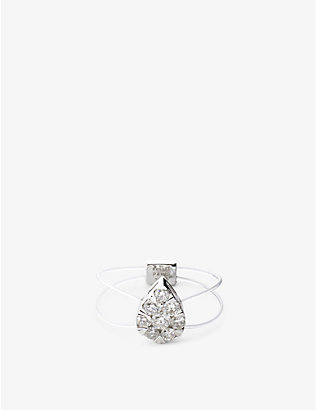 PERSEE PARIS: Float 18ct white-gold and 0.35ct pear-cut diamond ring