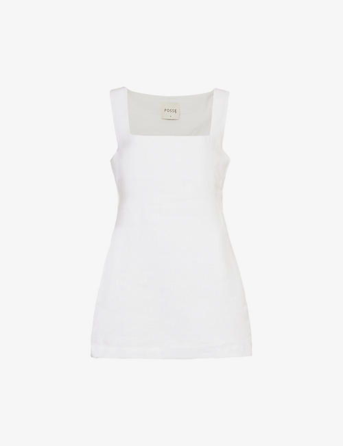POSSE: Alice square-neck linen mini dress