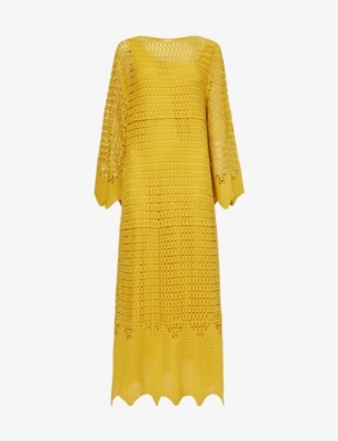 LEEM: Crochet-knit cotton maxi dress