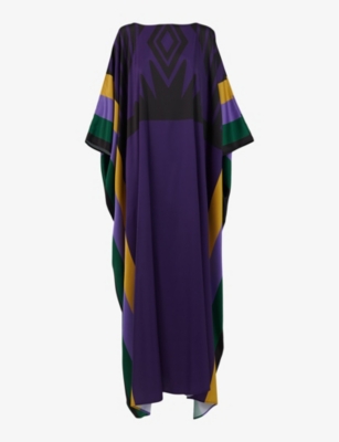LEEM: Geometric-print relaxed-fit stretch-woven maxi dress