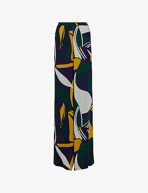 LEEM: Floral-print elasticated-waist woven trousers