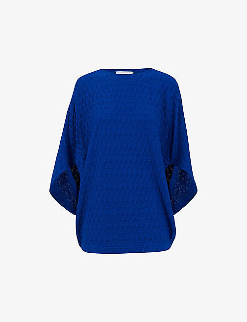 LEEM: Batwing-sleeve relaxed-fit stretch-woven top