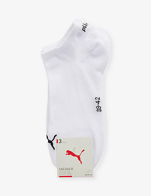 PUMA: Branded ankle-length pack of three cotton-blend socks