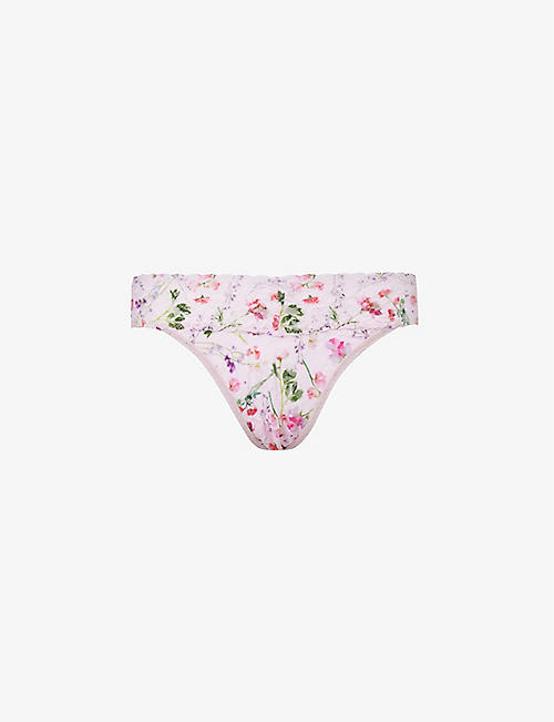 HANKY PANKY: Signature floral-print lace thong