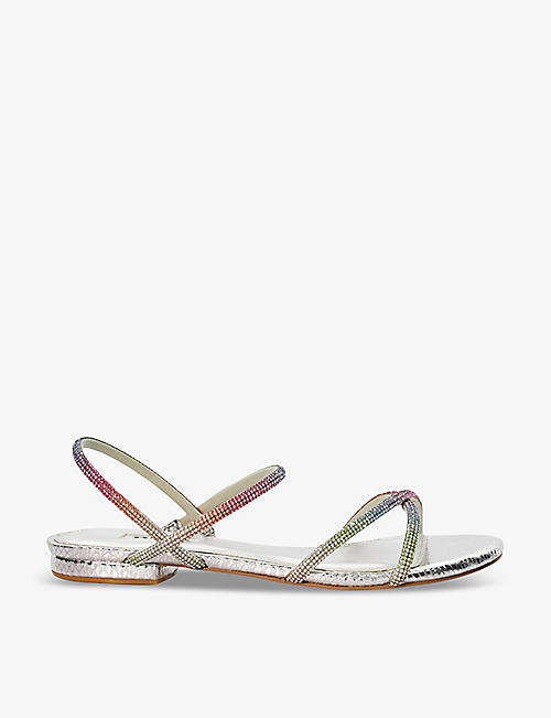 DUNE: Nightengale diamante metallic faux-leather sandals