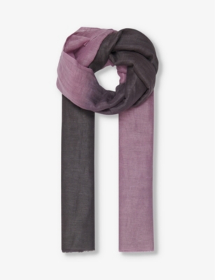 LEEM: Ombre-print frayed-hem linen and cotton-blend scarf