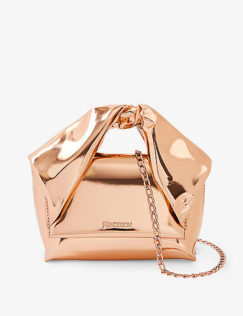 JW ANDERSON: Small Twister brand-plaque woven top-handle bag