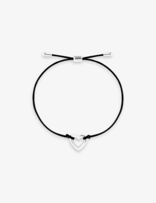 ASTRID & MIYU: Heart rhodium-plated sterling-silver and cord bracelet