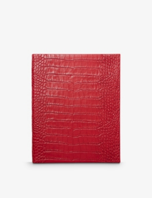 SMYTHSON: Mara Portobello croc-effect leather notebook 21cm x 26cm