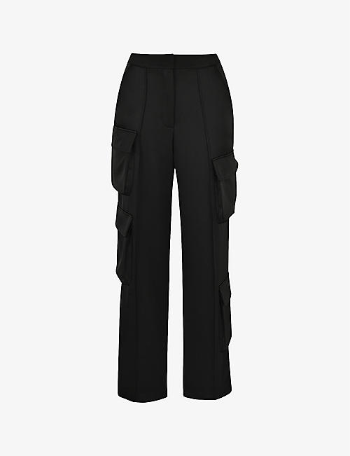 HOUSE OF CB: Daria patch-pocket satin cargo trousers