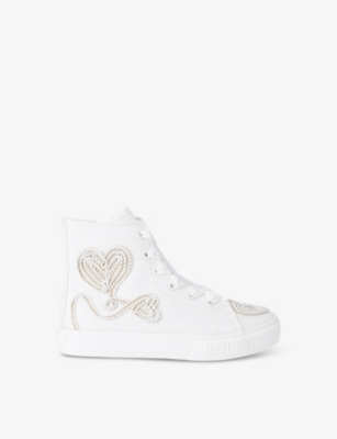 LELLI KELLY: Kids' Sharon 3D heart-embroidered fabric mid-tip trainers