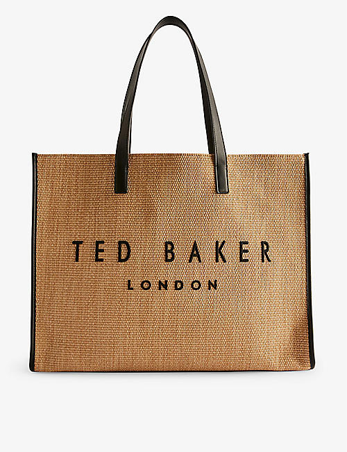 TED BAKER: Pallmer logo-embroidered woven tote bag