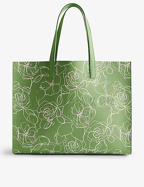 TED BAKER: Linacon floral-print faux-leather tote bag