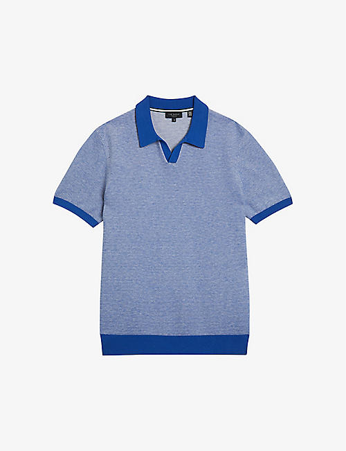 TED BAKER: Wulder open-neck regular-fit knitted polo