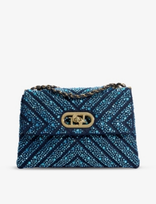 DUNE: Regent small crystal-embellished quilted woven shoulder bag