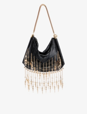 RABANNE: Bead-embellished brass shoulder bag