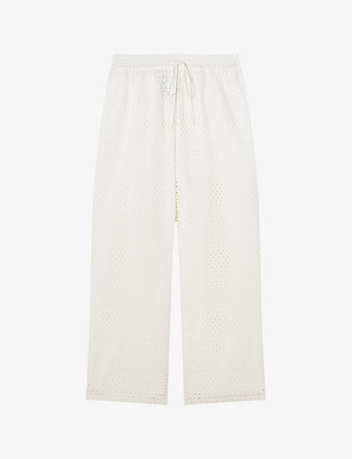 LK BENNETT: Edie broderie-anglaise wide-leg cotton trousers