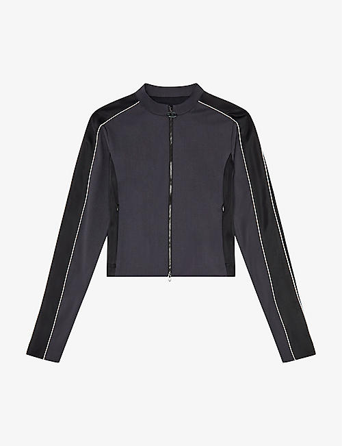 DIESEL: G-Fort contrast-panel stretch wool-blend jacket