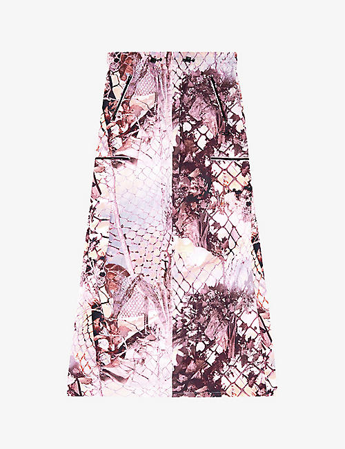 DIESEL: O-Diamy graphic-print low-rise woven maxi skirt