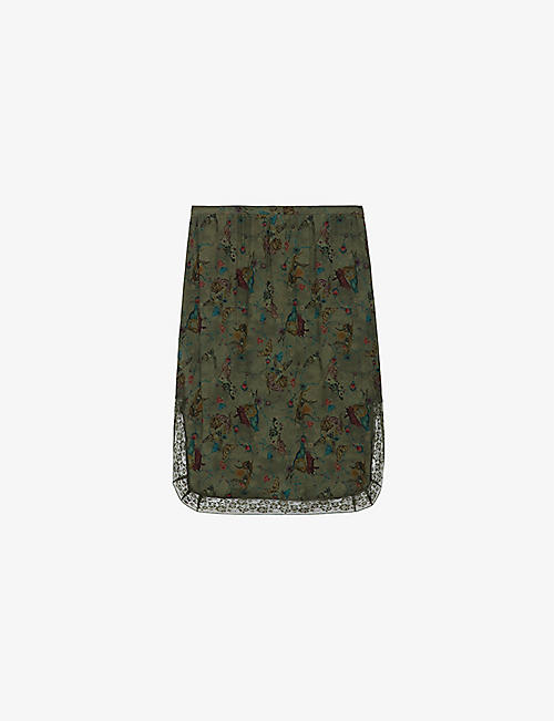 ZADIG&VOLTAIRE: Jozy elasticated-waist graphic-print silk skirt