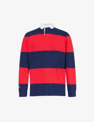 POLO RALPH LAUREN: Brand-embroidered striped cotton-knit shirt