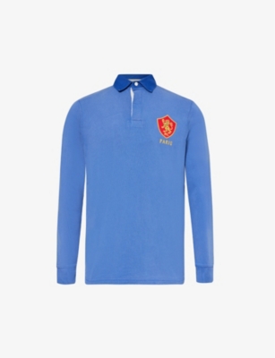 POLO RALPH LAUREN: Logo-appliqué long-sleeve cotton-jersey polo shirt