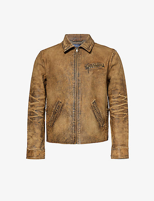 POLO RALPH LAUREN: Trucker crinkled regular-fit leather jacket