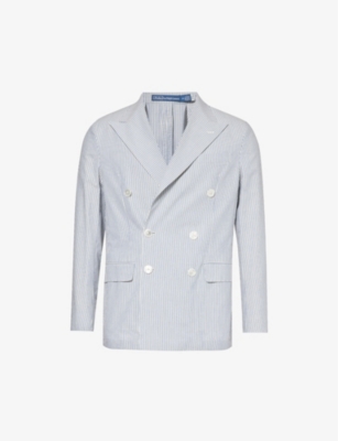 POLO RALPH LAUREN: Stripe peak-lapel regular-fit cotton-poplin blazer