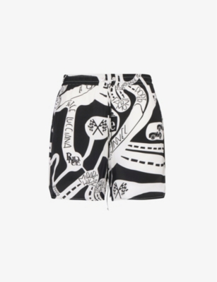 RHUDE: Strada graphic-print silk shorts