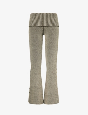 JADED LONDON: Popper-hem flared-leg cotton knitted trousers