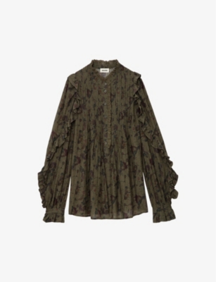 ZADIG&VOLTAIRE: Timmy high-neck graphic-print cotton-blend blouse