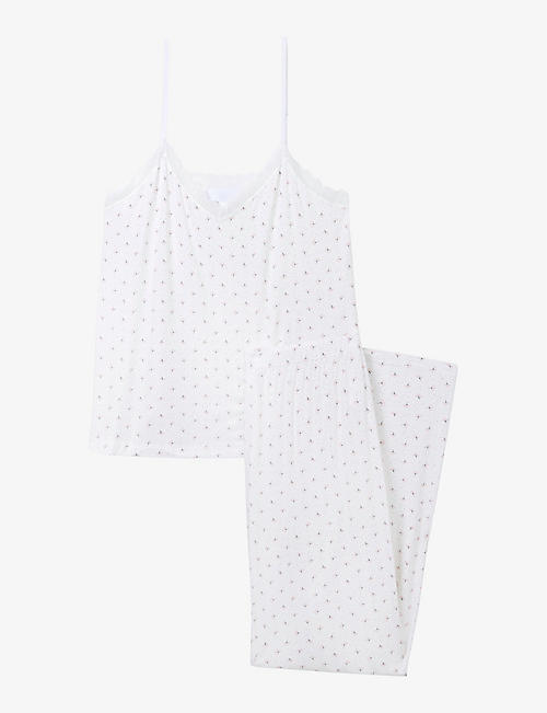 THE WHITE COMPANY: Floral-print cami stretch-jersey pyjamas