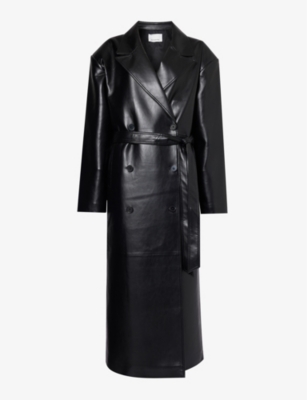 THE FRANKIE SHOP: Tina double-breasted regular-fit faux-leather coat