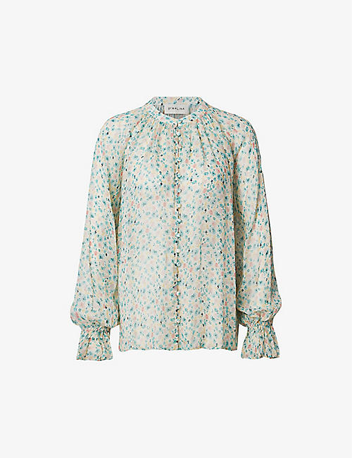 MALINA: Celine floral-print relaxed-fit woven blouse