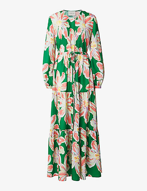 MALINA: Casey floral-print long-sleeve woven maxi dress