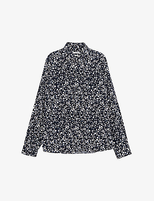 IKKS: Floral-print relaxed-fit woven shirt