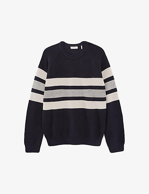 IKKS: Stripe-pattern crew-neck knitted jumper