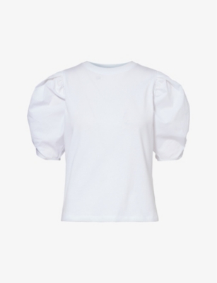 FRAME: Puffed-sleeve cotton-jersey T-shirt