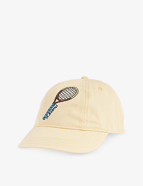 MINI RODINI: Tennis racket-embroidered cotton baseball cap 3-9 years