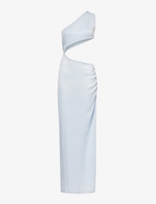 GRACEJACOB: Athena Shimmer cut-out woven maxi dress