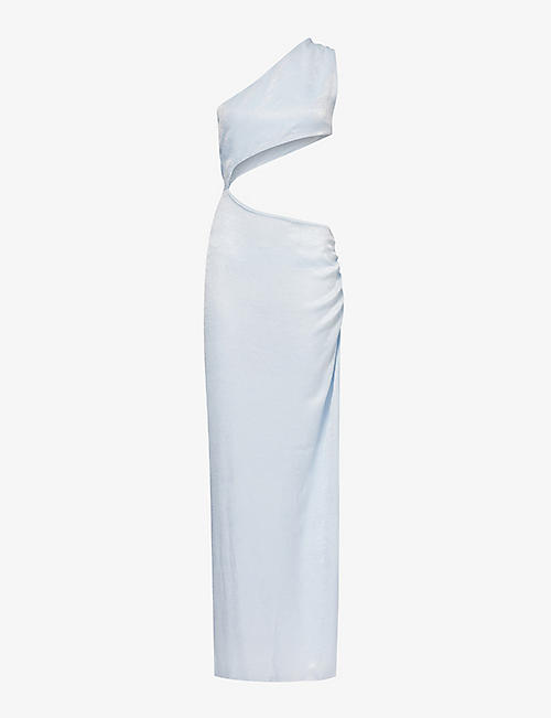 GRACEJACOB: Athena Shimmer cut-out woven maxi dress
